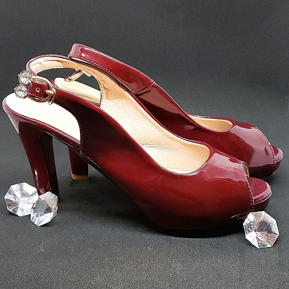 Burgundy Slingbacks 11m (43)